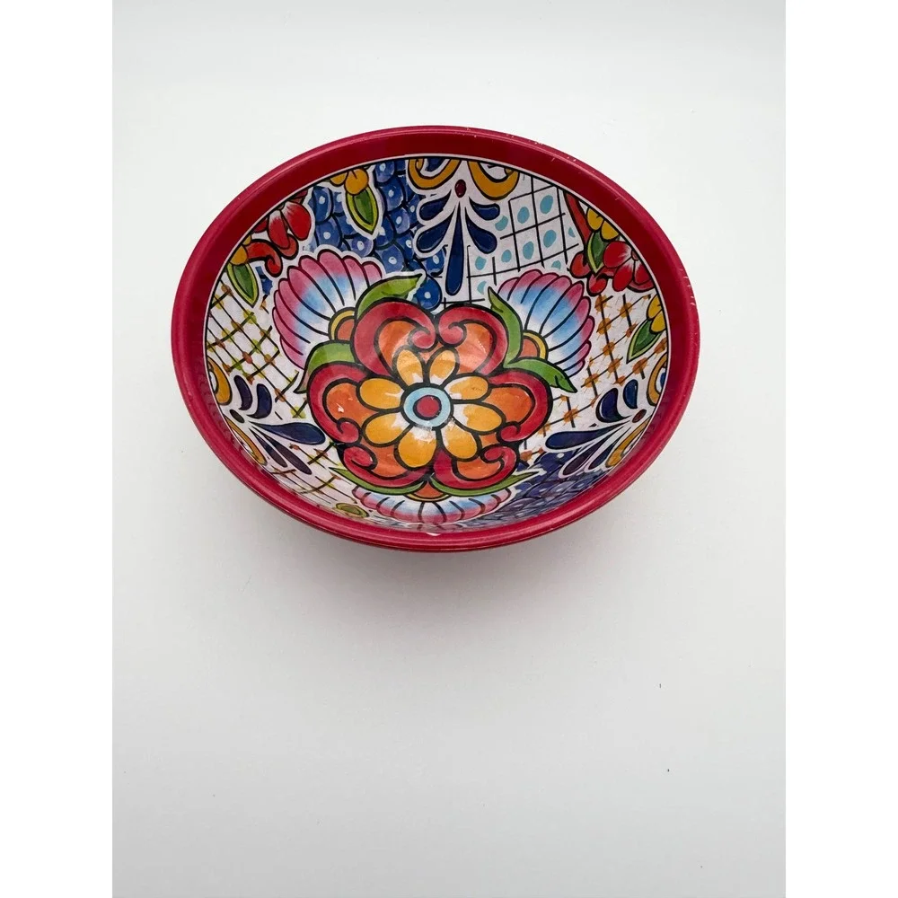 Prepara Taco Carousel and Party Bowl Set Melamine Talavera Floral Serving Tray